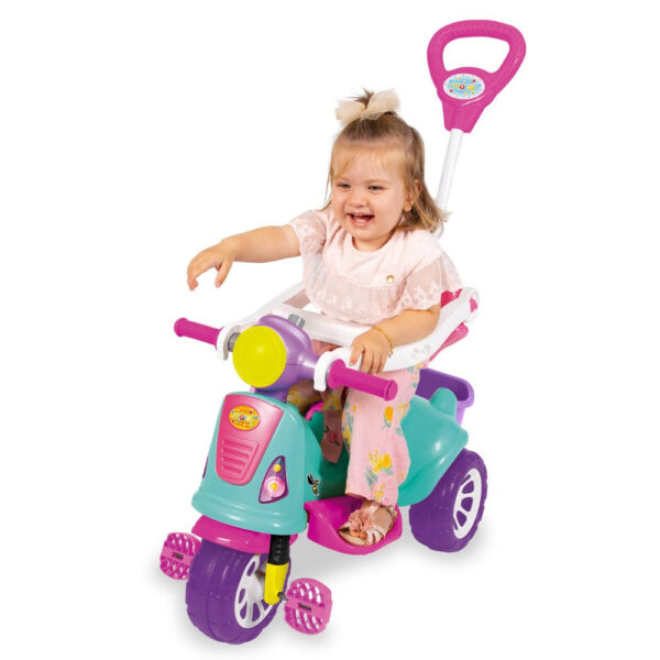 Triciclo Infantil De Passeio E Pedal Andador Avespa Pink - Imagem 3